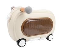 Bnineteenteam Equipaje para Montar, Maleta con Ruedas para Niños Pequeños de 20 litros con Ruedas, Luces Musicales, Reposapiés Plegable Antivuelco Multimodo, para Viajes (Beige)