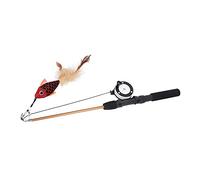 Bnineteenteam Juguete de Caña de Pescar para Gatos, Diseño de ABS y Algodón, Varita Interactiva con Plumas Reemplazables y Juguetes de Peces para Gatos, Tiempo de Juego