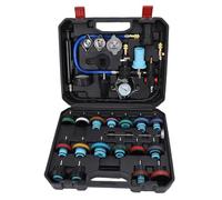 Bnineteenteam Kit de Probador de Presión de Refrigerante, Probador de Presión de Radiador de Aluminio y Herramienta de Recarga de Vacío con Medidor de Lectura para Sistemas de Refrigeración