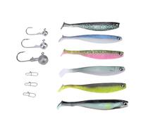 Bnineteenteam Kit de Señuelos de Pesca, Caja de Aparejos de Cebos Blandos de Resina de Silicona con Anzuelos y Plomos para Pesca en Agua Dulce y Salada