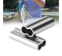 Bnineteenteam Manga de lazo de crimpado de aluminio Pesca 100 piezas Mangas de doble barril Mangas de alambre de pesca Tubo de línea de pesca Mangas de líder Conector de tubo de cobre (#4)