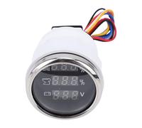 Bnineteenteam Medidor de Pantalla Digital 3 en 1 de 52 Mm, Medidor de Voltaje de Aguas Residuales de Nivel de Agua con Pantalla Numérica Azul Brillante para Vehículos (Cubierta plateada con esfera