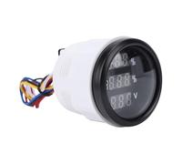 Bnineteenteam Medidor de Pantalla Digital 3 en 1 de 52 Mm, Medidor de Voltaje de Aguas Residuales de Nivel de Agua con Pantalla Numérica Azul Brillante para Vehículos (Esfera negra Cubierta negra)