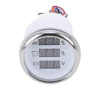 Bnineteenteam Medidor de Pantalla Digital 3 en 1 de 52 Mm, Medidor de Voltaje de Aguas Residuales de Nivel de Agua con Pantalla Numérica Azul Brillante para Vehículos (Cubierta plateada con esfera