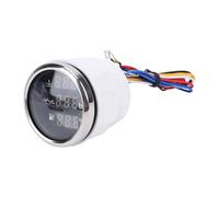 Bnineteenteam Medidor de Pantalla Digital de 52 Mm, Medidor de Nivel de de Presión de Aceite de Temperatura del Agua con Luz de Fondo Azul, para Automóviles, Camiones, Vehículos (Bisel plateado con