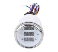 Bnineteenteam Medidor de Pantalla Digital de 52 Mm, Medidor de Nivel de de Presión de Aceite de Temperatura del Agua con Luz de Fondo Azul, para Automóviles, Camiones, Vehículos (esfera blanca bisel
