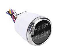 Bnineteenteam Medidor Digital de Aguas Residuales 2 en 1 de 52 Mm, Multifunción con Retroiluminación Blanca, para Vehículos Recreativos, Camiones, Barcos y Yates (Bisel plateado con esfera negra)