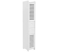 Bnineteenteam Mueble de Baño, Tablero de Plástico de Madera Blanca con 3 Estantes y 2 Cajones, Organizador de Almacenamiento Que Ahorra Espacio para Artículos de Tocador de 46,5x9,8 Pulgadas