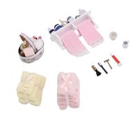 Bnineteenteam Muebles para Casa de Muñecas, Juego de Baño en Miniatura, Accesorios para Casa de Muñecas de Algodón y Madera Maciza para Coleccionistas y Casas Modelo a Escala 1:12