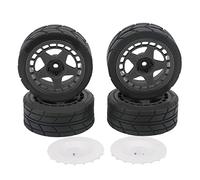 Bnineteenteam Neumáticos de Rueda RC, 4PCS 1/10 RC Neumático de Goma de Coche de Rally Plano con Aleta de Cubo para Piezas de Actualización de Coche(Negro) Accesorios para Cuerpo