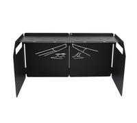 Bnineteenteam Parabrisas de Estufa de Campamento, Parabrisas de Acero Al Carbono de 4 Pliegues para Cocinar Al Aire, Portátil Compacto con Bolsa de Almacenamiento, Senderismo, Picnic, Camping (BLACK)