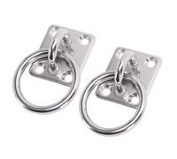 Bnineteenteam Placa de Ojo de Almohadilla Cuadrada con Anillo Redondo M6, Hardware de Grado Marino de Acero Inoxidable 304 para Barcos, Kayaks, Remolques de Camping, con 2 Ganchos, 8