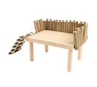 Bnineteenteam Plataforma de Escalada para Hámster, Juguete de Escalera de Actividades de Madera, Parque Infantil para Ratas Sirias y Planeadores del Azúcar con Valla (Universal)