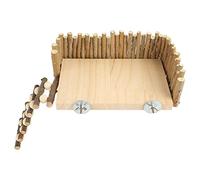 Bnineteenteam Plataforma de Escalada para Hámster, Juguete de Escalera de Actividades de Madera, Parque Infantil para Ratas Sirias y Planeadores del Azúcar con Valla (Estilo de Tornillo)