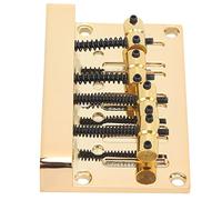 Bnineteenteam Puente de Guitarra, Placa Fija de Aleación de Zinc Dorado con Altura Ajustable para bajo Eléctrico, Kit de Reemplazo de 4 Cuerdas de Fácil Instalación