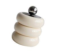 Bnineteenteam Soporte Qtip, Contenedor de Almacenamiento de Hisopos de Algodón Acrílico con Bola de Acero Inoxidable, Organizador de Baño para Oficina en Casa (Blanco Lechoso 3 Capas)