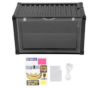 Bnineteenteam Vitrina de figuras en miniatura, luz LED, a prueba de polvo, apilable, mini figuras de acción con puerta para modelo de juguetes (negro)