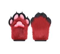 BNLIDES Guantes de pata para cosplay, guantes de garra peluda, silbato integrado, juguetes de descompresión, accesorios de fiesta para adultos, Rojo-Negro, Medium