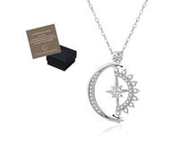 BnMvF A mi collar de escuadrón rudo: siempre nos respaldamos, collar con colgante de amistad giratorio de estrella y luna, collar con colgante de amistad (1 pieza-plata)