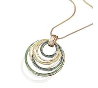 BnMvF Collar con colgante de esmalte abstracto para mujer - Cadena de capas ovalada hueca colorida, regalos de joyería boho delicados y ligeros (Verde oscuro)