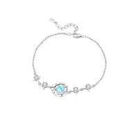 BnMvF Moonstone Zircon Bracelet S925 Sterling Silver, Pluto and Charon Bracelet, 17cm + 3cm Extensor, Joyas Regalos para Mujeres (Amistad, Aniversario) (Oro,One Size)