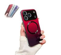 BnMvF para iPhone 17 Pro-MAX Gradient Glass-Gloss Funda Compatible, Gradient Full Body Slim Hybrid Magnetic Vidrio Templado Funda para teléfono móvil,con Airbags a Prueba de Golpes (17Pro-MAX,Rojo)