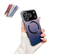 BnMvF para iPhone 17 Pro-MAX Gradient Glass-Gloss Funda Compatible, Gradient Full Body Slim Hybrid Magnetic Vidrio Templado Funda para teléfono móvil,con Airbags a Prueba de Golpes (17Pro-MAX,Negro)