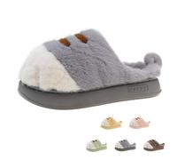 BnMvF zapatillas de pata de gato de felpa para mujer, zapatilla de dibujos animados 3D linda zapatilla de casa de invierno peluda cálida y esponjosa para interior al aire libre (5.5-6,Gris)