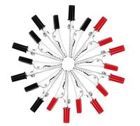 Bnnlqpsttg 10 Pinzas de cocodrilos rojos y negros, Pequeñas pinzas eléctricas de metal para prueba eléctrica de batería de coche