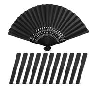 Bnnlqpsttg - Abanicos de papel (12 piezas, plegables, color negro, línea de baile, popping, abanicos de papel de estilo