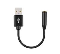 Bnnlqpsttg - Cable de audio USB a 3,5 mm, USB A a 3,5 mm, tarjeta de sonido estéreo externa, micrófono adaptador de audio, color negro