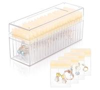 Bnnlqpsttg Caja de Acrílico, Organizador de Transparente con 20 Portátiles con Cremallera Antioxidantes, Estuche de Viaje Amarillo