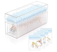 Bnnlqpsttg Caja de Acrílico, Organizador de Transparente con 20 Portátiles con Cremallera Antioxidantes, de Viaje Azul