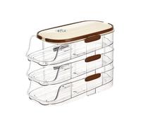 Bnnlqpsttg Caja de almacenamiento de huevos de doble hilera para nevera de cocina, caja de huevos con puerta lateral, soporte para huevos con ruedas, transparente, B