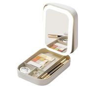 Bnnlqpsttg Caja de almacenamiento de maquillaje con espejo LED, estuche de viaje portátil para cosméticos con gran capacidad, ideal para accesorios de maquillaje B, crema