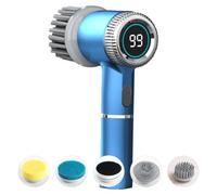 Bnnlqpsttg Cepillo de limpieza eléctrico con 5 cabezales y 3 velocidades, cepillo de limpieza portátil multifuncional impermeable IPX7