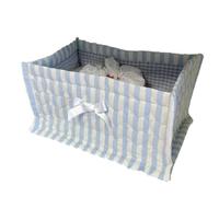 Bnnlqpsttg Cesta de almacenamiento acolchada de tela, organizador de oficina, cesta de almacenamiento de tela, decoración del hogar, tela a rayas