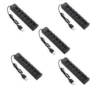 Bnnlqpsttg Concentrador USB Extensor 7 Puertos, Estación de acoplamiento, Juego de 5 Piezas. Concentrador de 7 puertos y negro con interruptor