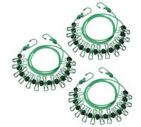 Bnnlqpsttg - Cuerda de ropa portátil con pinzas para la ropa, antideslizante, ajustable, interior exterior, viaje, acampada, color verde