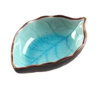 Bnnlqpsttg de condimento en forma de hoja de cerámica, glaseado agrietado, cuenco de vinagre de salsa de soja, accesorio de cocina A