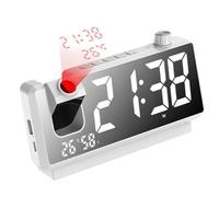 Bnnlqpsttg - Despertador de proyección con pantalla LED HD, reloj de proyección inteligente para dormitorio, reloj digital giratorio de 180 grados, proyector A