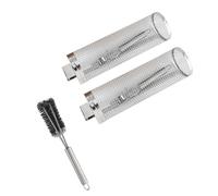 Bnnlqpsttg - Jaula para barbacoa con asa para barbacoa, parrilla enrollable de acero inoxidable, red de barbacoa, cesta redonda para barbacoa ahumada