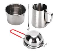 Bnnlqpsttg Kit de fabricación de velas de acero inoxidable con doble boquilla y cuchara para calentador y colgante con dos ollas calefactoras para bricolaje