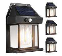 Bnnlqpsttg Lámpara de pared solar al aire libre, lámpara de tungsteno impermeable, lámpara de jardín con sensor de cuerpo humano, luz nocturna