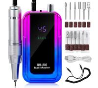 Bnnlqpsttg - Lijadora de uñas eléctrica recargable (45.000 rpm, lijadora de uñas de bajo ruido, máquina de manicura azul