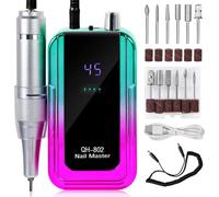 Bnnlqpsttg - Lijadora de uñas eléctrica recargable (45.000 rpm, lijadora de uñas, máquina de manicura de bajo ruido, colorida, verde