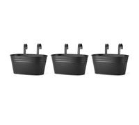 Bnnlqpsttg Macetas de flores colgantes de pared, de hierro metálico, para barandilla, balcón, jardín, decoración de color negro