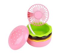Bnnlqpsttg Mini Ventilador Recargable 500 MAH en Forma de Hamburguesa, Ventilador de Escritorio Multifuncional, 3 Velocidades, Incluyendo Ventilador Universal Espejo, B