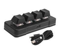 Bnnlqpsttg MK424U Mini Teclado Personalizado de 4 Teclas con Interruptor Mecánico Azul USB Macro Programable RGB Teclado Negro