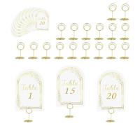 Bnnlqpsttg Número de mesa de boda 1 a 20 con 20 soportes de números de mesa, tarjetas de números de mesa de con titular de tarjetas de mesa
